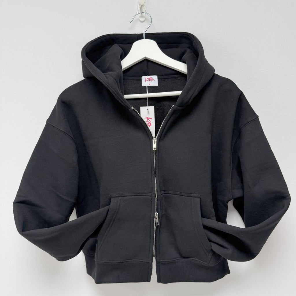 Double Zip Hoodie in Black