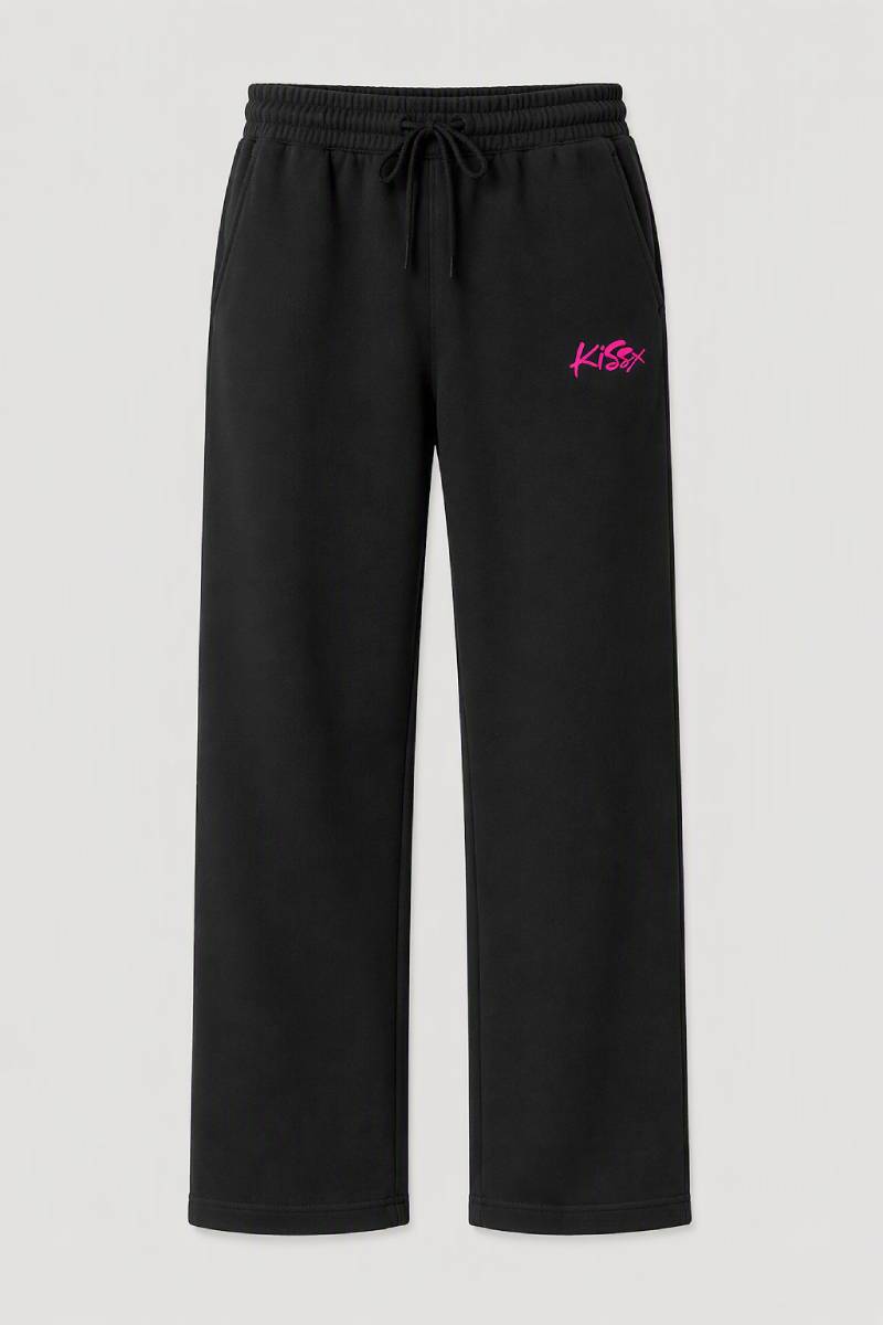 Signature Wide Leg Sweat Pants in Black