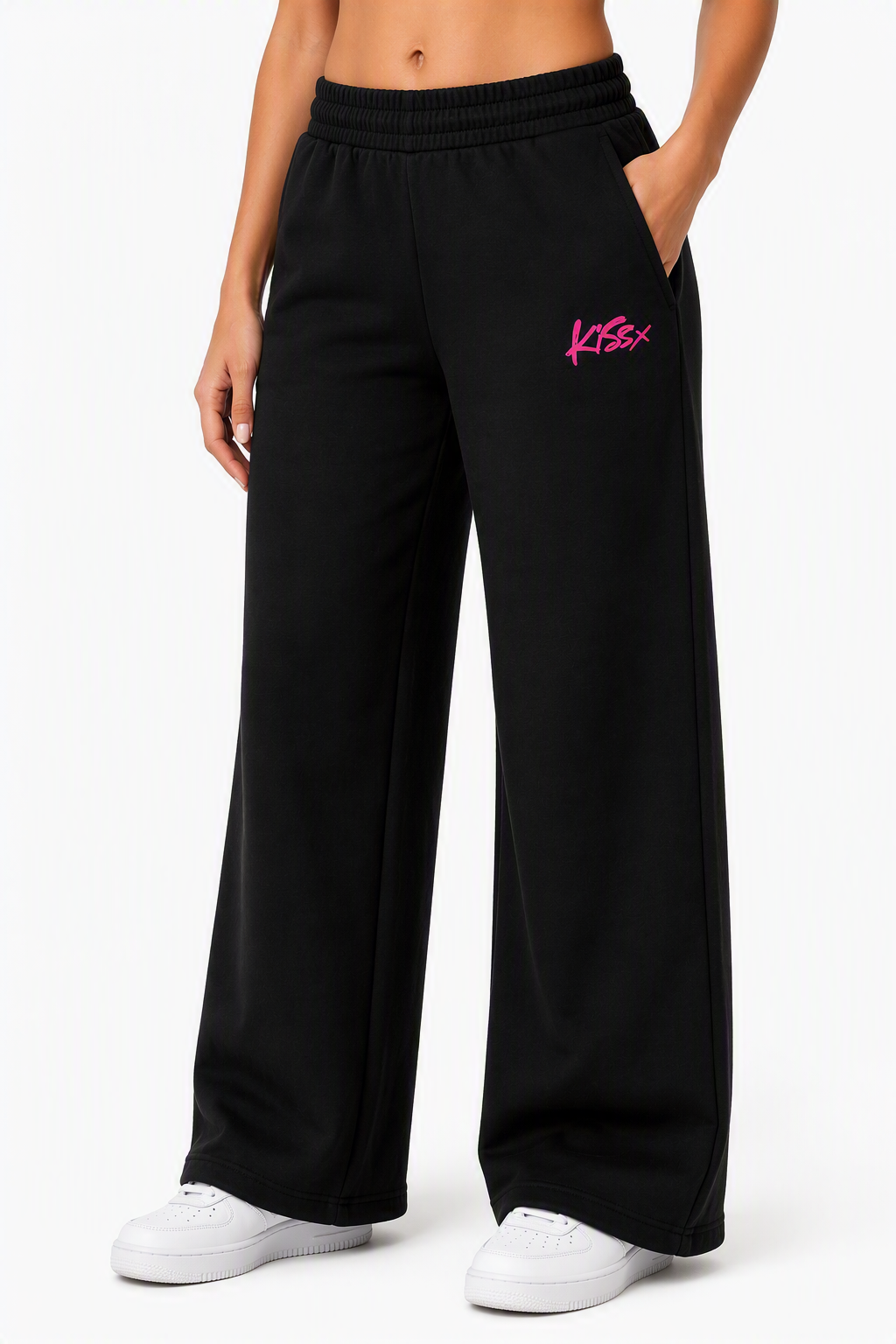 Signature Wide Leg Sweat Pants in Black