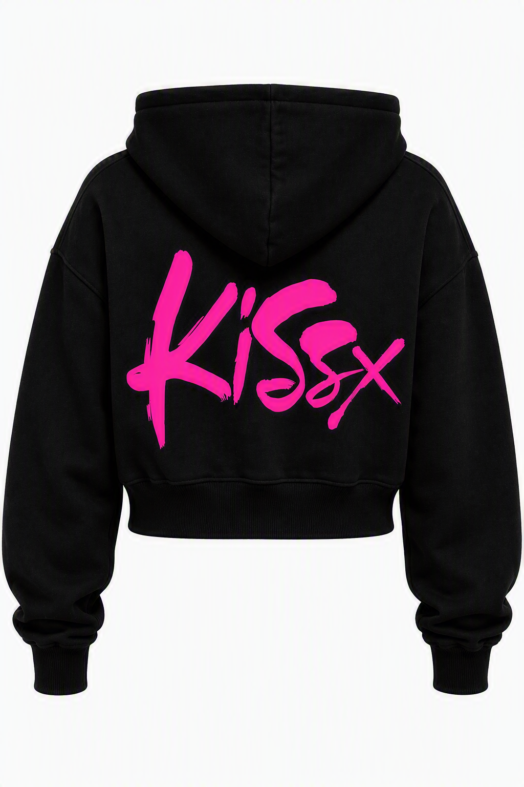 Signature Double Zip Cropped Hoodie in Black