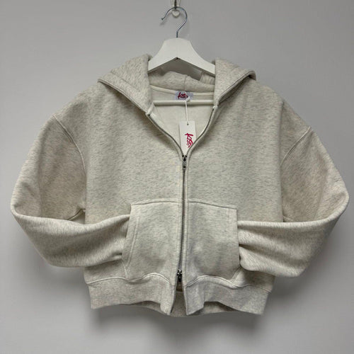Double Zip Hoodie in Heather Grey