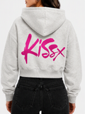 Signature Double Zip Cropped Hoodie in Light Heather Grey