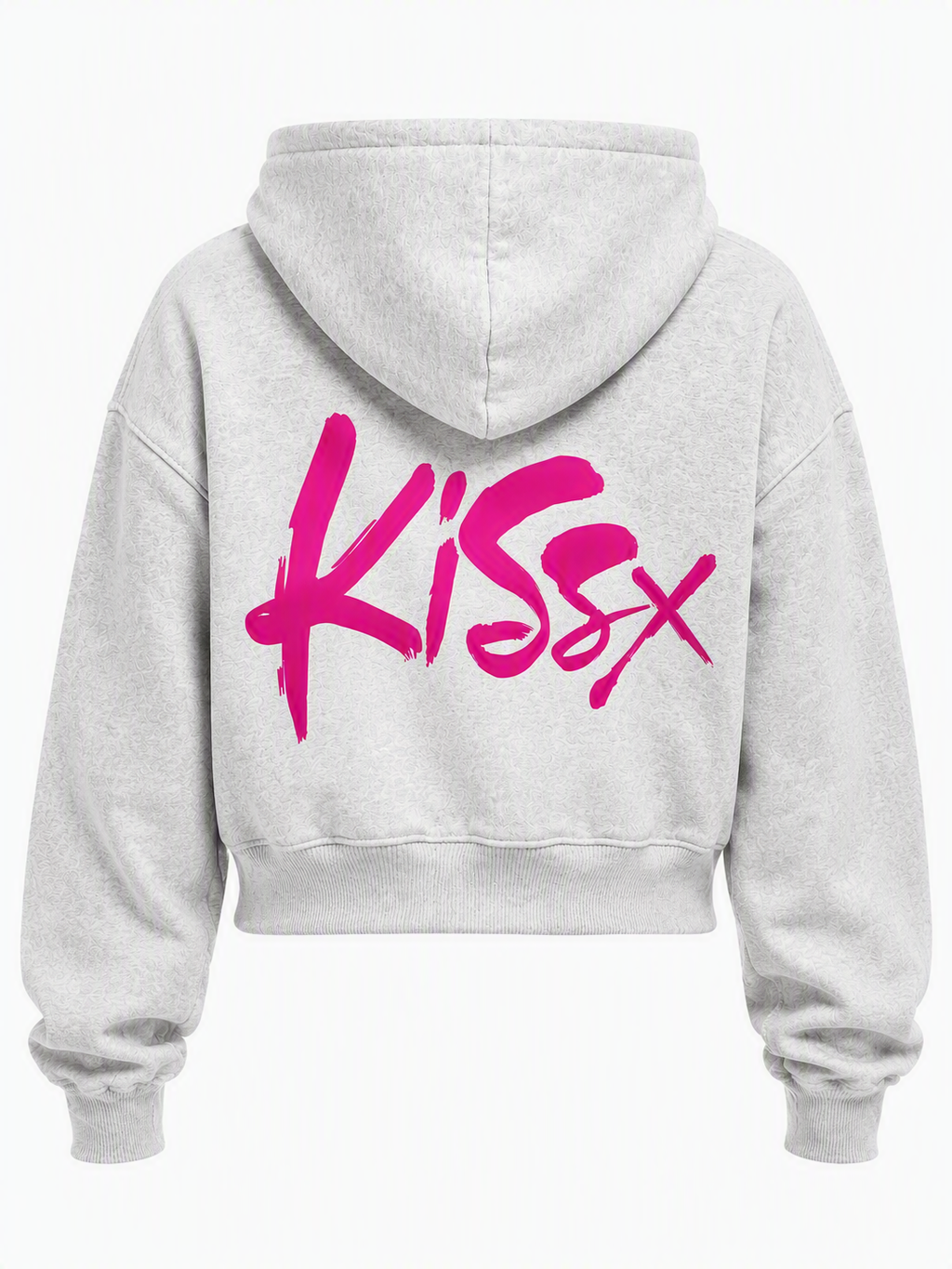 Signature Double Zip Cropped Hoodie in Light Heather Grey