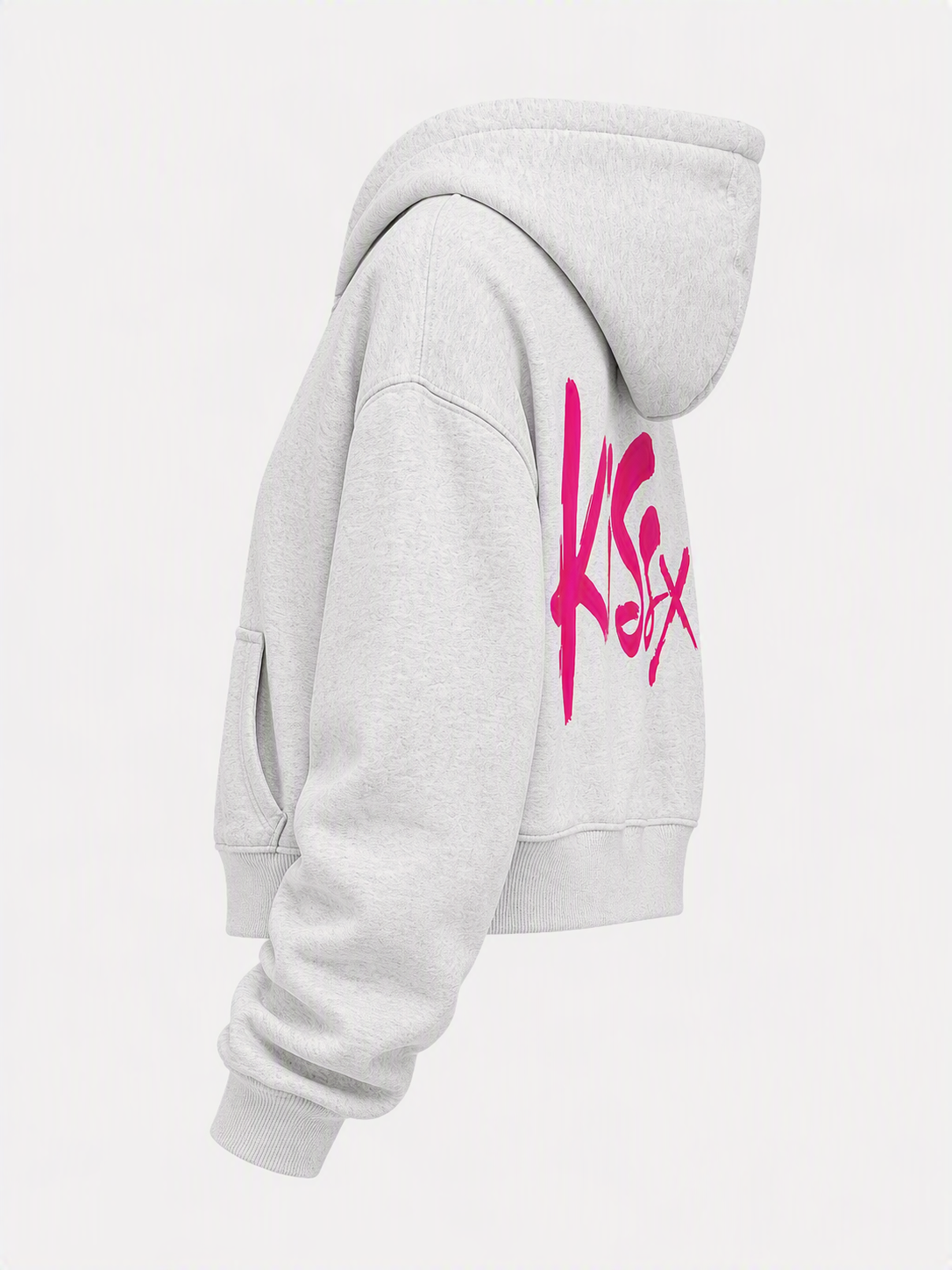 Signature Double Zip Cropped Hoodie in Light Heather Grey
